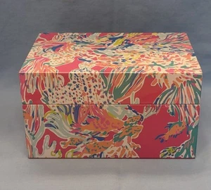 Joyero Lilly Pulitzer Fruta del Dragón Tesoro Hundido Rosa Turquesa 6.5" X 4.5 - Imagen 1 de 11
