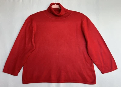 Jersey Marks&Spencer Mujer Reino Unido Talla 20 Tejido Rojo 3/4 Brazos Cuello Redondo Foto 1 de 4