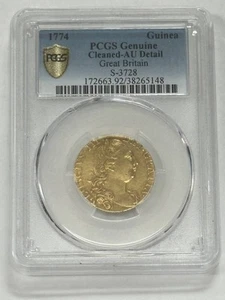 1774 GREAT BRITAIN GOLD GUINEA PCGS Genuine - AU Details GB S-3728 - Picture 1 of 4
