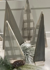 5er Set Holz Weihnachtsbäume Landhaus Landhaus rustikal verschiedene Größen  - Bild 1 von 4