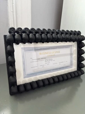 PICTURE FRAME Black Skulls Tattoo Artist Mortician Forensic Scientist License - Image 1 of 4