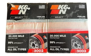 K&N Oil Filter SO-3002 Long Life Chevrolet, GMC, Pontiac & Hummer Lot Of 2 New - Picture 1 of 7