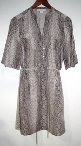 C16 - NWOT MICHAEL Michael Kors Snake Print Drawstring Dress S 100% Silk Snaps - Picture 1 of 9