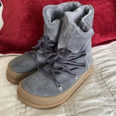 Birkenstock Masi Womens Size 9 (EU 40) Winter Boots Grey Suede Shearling Lined  - Изображение 1 из 4
