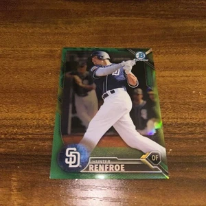 2016 Bowman Chrome Padres GREEN REFRACTOR ** #BTP77 Hunter Renfroe RC #D /99 - Picture 1 of 2