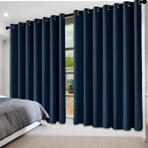 Ring Top Blackout Curtains Pair Thermal Insulated Ready Made Summer Panels UK - Picture 1 of 36