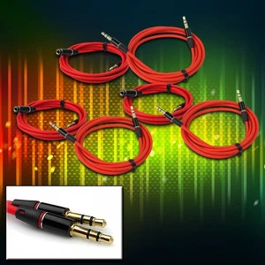 3X NEW 4FT 3.5MM AUX EXTENSION AUDIO STRAIGHT CABLE RED IPHONE 5 4S IPOD TOUCH - Picture 1 of 1