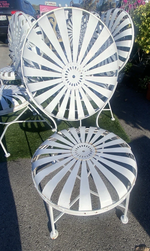 6 Antique Art Deco Francois Carre Sunburst Garden/Patio Chairs - Image 1 of 4