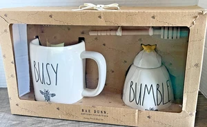 Rae Dunn Bust Bee Mug & Bumble Pot Set Artisan Collection NIB - Box is Torn - Picture 1 of 6