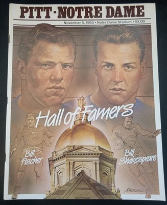 Notre Dame Football Program Nov 5 1983 Pitt Fischer Shakespeare Cover b52 - Image 1 of 4