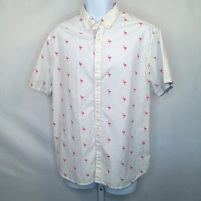 Cactus Man Shirt Mens XL White Flamingo Embroidered Tropical Resort Casual Prep - Image 1 of 4