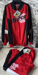 The Source Clothing Co. Rare Track Suit Jersey Knit Jacket Red Black  Hip Hop