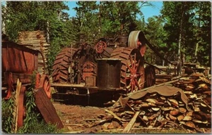 c1960s Park Rapids, Minnesota Postcard "RAPID RIVER LOGGING CAMP" Old Sawmill - Picture 1 of 2