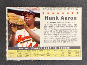 1961 Post #107 Hank Aaron Milwaukee Braves HOF Post Cereal SET BREAK NO RESERVE
