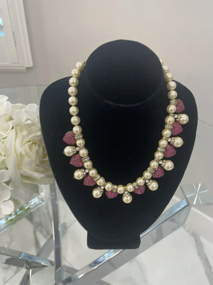 Новый с Ярлыками $300 подлинный HEIDI DAUS от сердца розовый кристалл жемчуг ожерелье Swarovski - Изображение 1 из 4