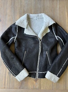 Splendid Girls Biker Style Faux Leather/Sherpa Lined Biker Style Jacket Black - Picture 1 of 6