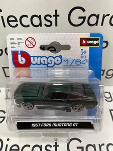 BBURAGO 1967 Ford Mustang GT Dark Green Fastback 1:64 Diecast - Picture 1 of 1