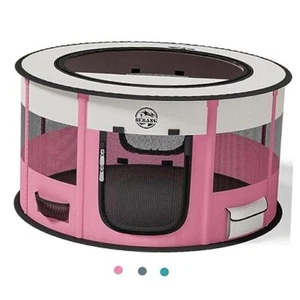 Dog Playpen Puppy Play Pen Indoors Pet Crate Small Dog Cage Portable Pink M - Picture 1 of 7
