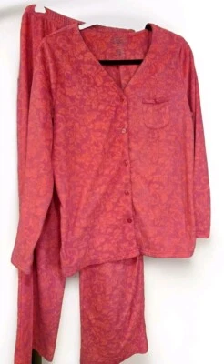 Croft & Barrow Intimates Mediano 2 Piezas Pijama Salón Set Rojo Imitación Piel Foto 1 de 4