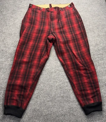 Pantalones de caza aislados acolchados de lana a cuadros Woolrich vintage años 50 38x31 Foto 1 de 4