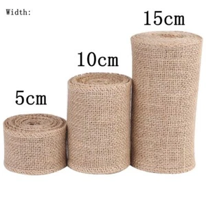 Natural Jute Fabric Burlap Hessian Ribbon Roll Wedding Party Craft Decor DIY - Picture 1 of 10