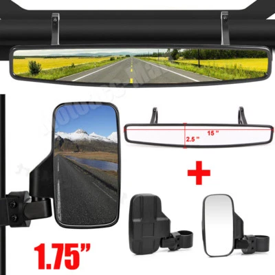 "Juego de espejos retrovisores laterales y traseros de 1,75"" para Polaris RZR XP1000 900 YAMAHA UTV ATV" Foto 1 de 4