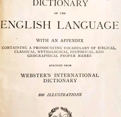 1892 Websters High School Dictionary 1st Abridged Edition Victorian HC WHBS - Image 1 of 4