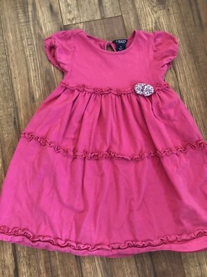 Vestido rosa Chaps niñas talla 5 con volantes flor Foto 1 de 4