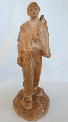 Ancienne sculpture de GUERO, terre cuite, homme des champs - Photo 1/4