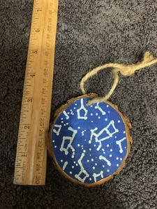 3” Wood Ornament Hand Painting Shortiez Ink Christmas Decor Night Stars - Picture 1 of 1