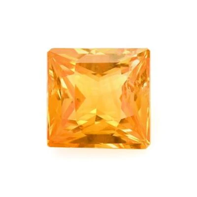 Zafiro naranja natural, 1,18 quilates, térmico, corte princesa, piedra preciosa facetada Foto 1 de 4