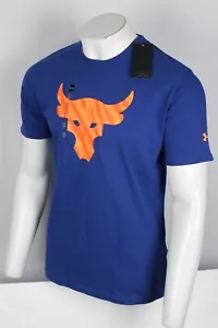 Under Armour Project Rock T Shirt Brahma Bull Graphic Logo Short Sleeve Blue 471 - Picture 1 of 4