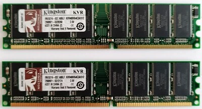 2 MEMORIE Ram Kingston DDR 400 MHz 512Mb (Totali 1Gb) KVR400X64C3A/512  - Immagine 1 di 2
