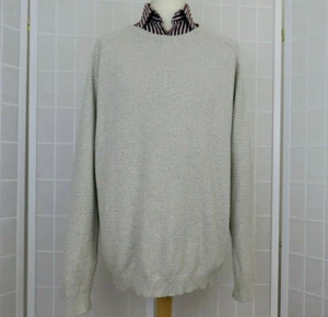 Linea Mens Jumper Size XL Cream Basket Weave Cotton Knit Long Sleeves Crew Neck - Picture 1 of 10