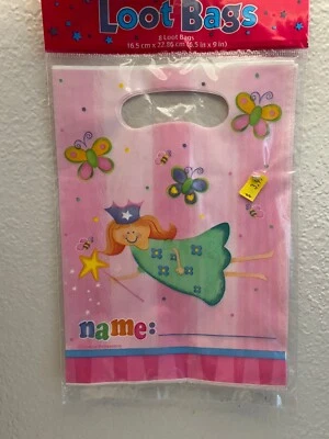 Bolsas de botín "Fun at One" bolsas de favor rosa hada primer cumpleaños fiesta niña 8 unidades Foto 1 de 2