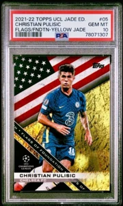 2021-22 Christian Pulisic Topps Jade Edition Yellow Foil Chelsea 30/50 PSA 10 - Bild 1 von 3