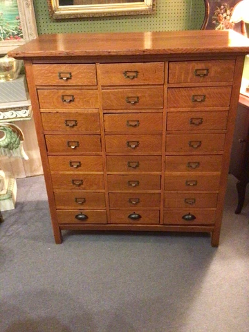 Oak 24 Drawer Apothecary Cabinet / Letter File Cover