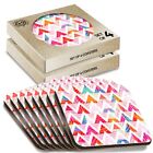 8 x Boxed Square Coasters - Abstract Tropical Triangle Pattern  #15780