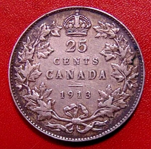 Canada 1913 George V Twenty-Five 25 Cents SILVER Quarter Coin NICER - Picture 1 of 2