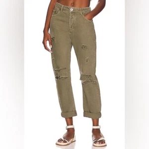 One Teaspoon Messed Up Saints Boyfriend Pant in Military Khaki size 24 - Picture 1 of 7