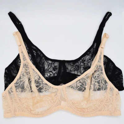 Hot Womens Bra Sexy Lingerie Unpadded See Through Lace Brassiere Bras Underwear - Image 1 of 4