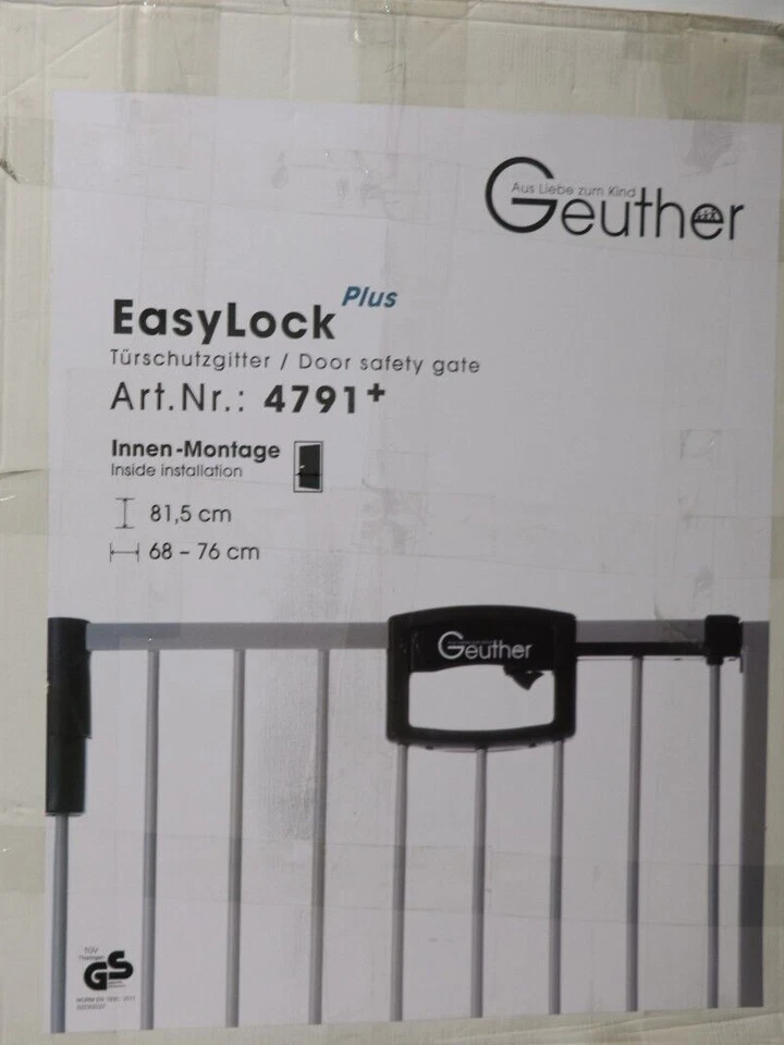 Geuther 4791+ Easylock Plus Türschutzgitter Passung: 68 cm - 76 cm, Metall, Weiß - Bild 1 von 4