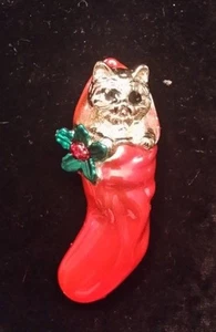 PIN VINTAGE FIRMADO MEDIAS NAVIDAD GATO AJC ENVÍO GRATUITO - Imagen 1 de 3