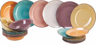 Villa deste Servizio piatti 18 pezzi gres 6 posti tavola Baita Acquerello - Immagine 1 di 4