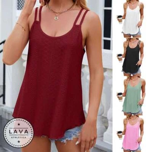 Womens Camisole Flowy Tank Top Loose Fit Vest Solid Sleeveless Beach Wear Tops - Picture 1 of 17