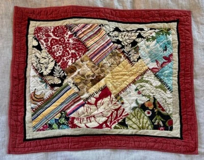 Pottery Barn Salsa Luau Hawaiian Patchwork One Standard Sham Quilted Cotton Red - Image 1 of 4