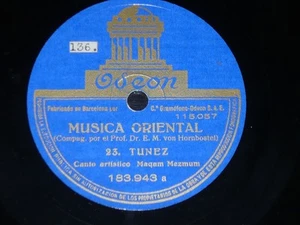 ETHNIC 78 rpm RECORD Odeon TUNISIA Musica Oriental MAQAM MEZMUM / MAQAM DIL - Imagen 1 de 2