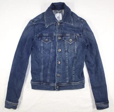 Chaqueta Adriano Goldschmied AG para mujer XS Robyn Trucker Denim Jean elástico oscuro Foto 1 de 4