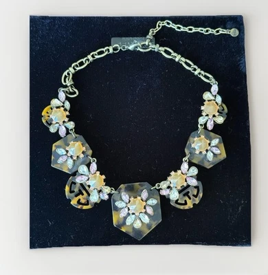 Bella Jack J. Crew Metal Rhinestone Abalone Gems Gold Tone Statement Necklace - Image 1 of 4