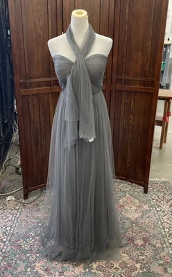Jenny Yoo Grey Tulle Mesh Formal Bridesmaids Dress - Sz 10 - Image 1 of 4